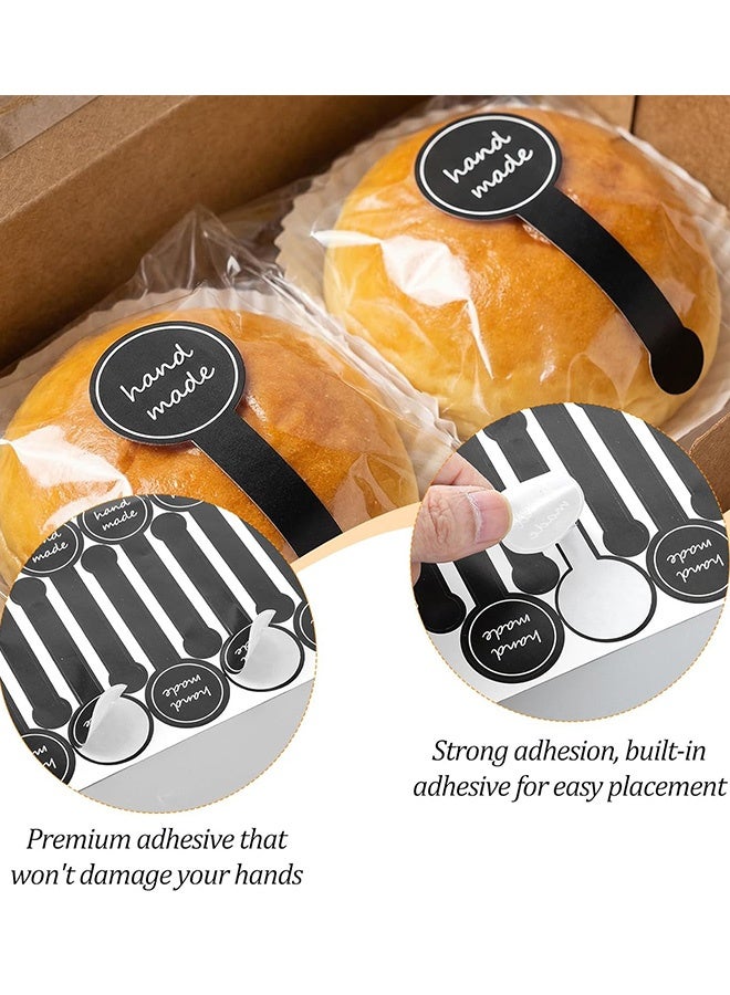200 Pcs Handmade Food Baking Label Stickers Handmade Food Long Baking Seal Labels Retail Package Black Bakery Sticker Sealing Labels Tamper Proof Sticker for Lollipop Candy Bread Gift - Image 3